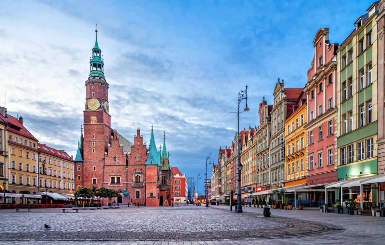 Photo wallpaper home, Poland, town hall, Wroclaw, Market square