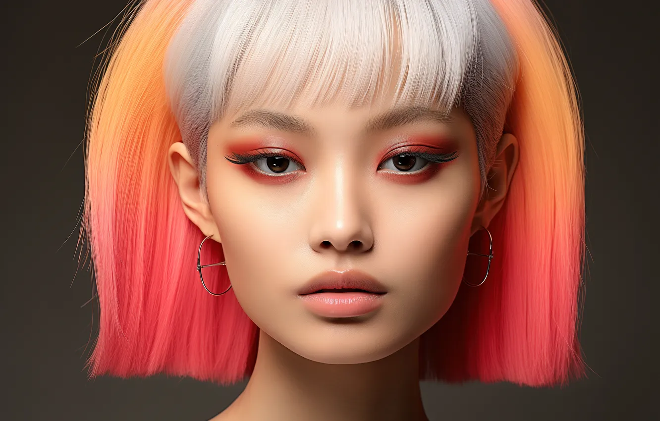 Photo wallpaper woman, color, face, AI Art