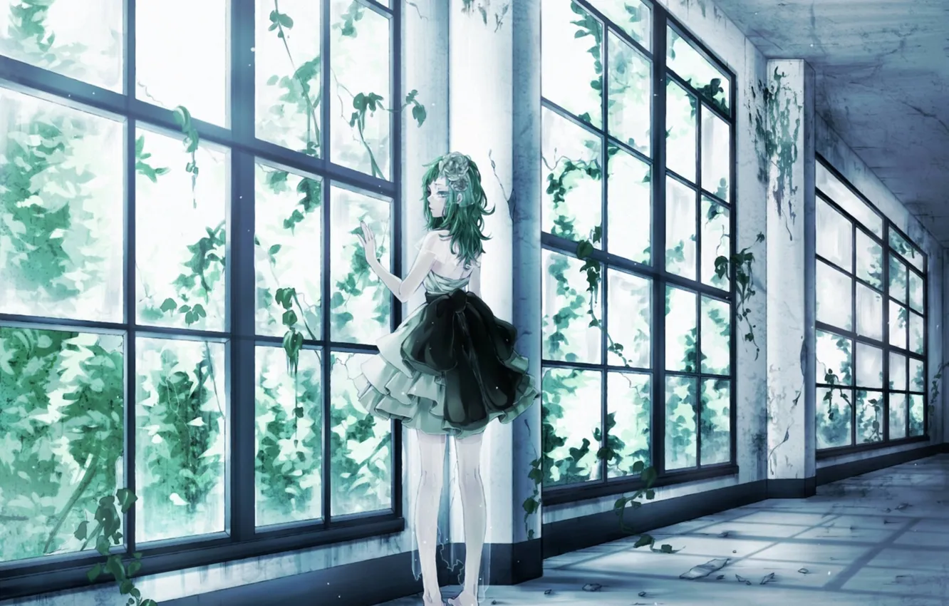 Photo wallpaper girl, window, art, vocaloid, gumi, Ohagi, Ymnky