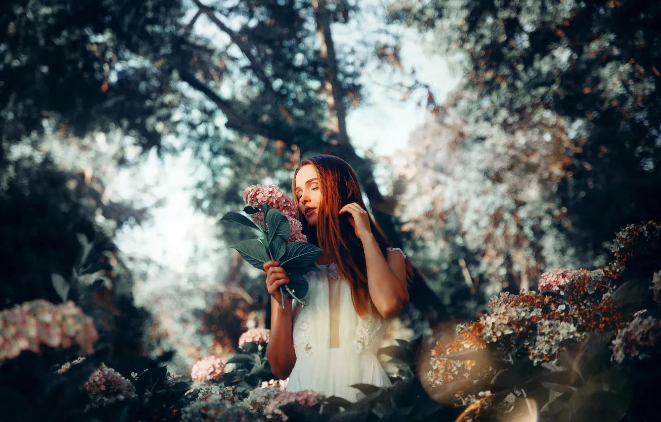 Photo wallpaper girl, nature, mood