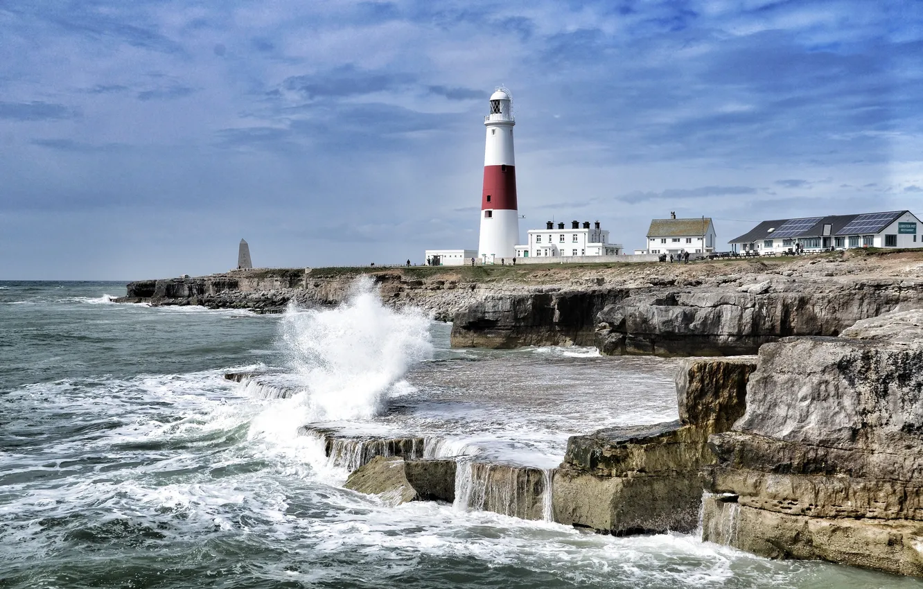 Photo wallpaper coast, lighthouse, England, England, Cape Portland - bill, Portland Bill, the English channel