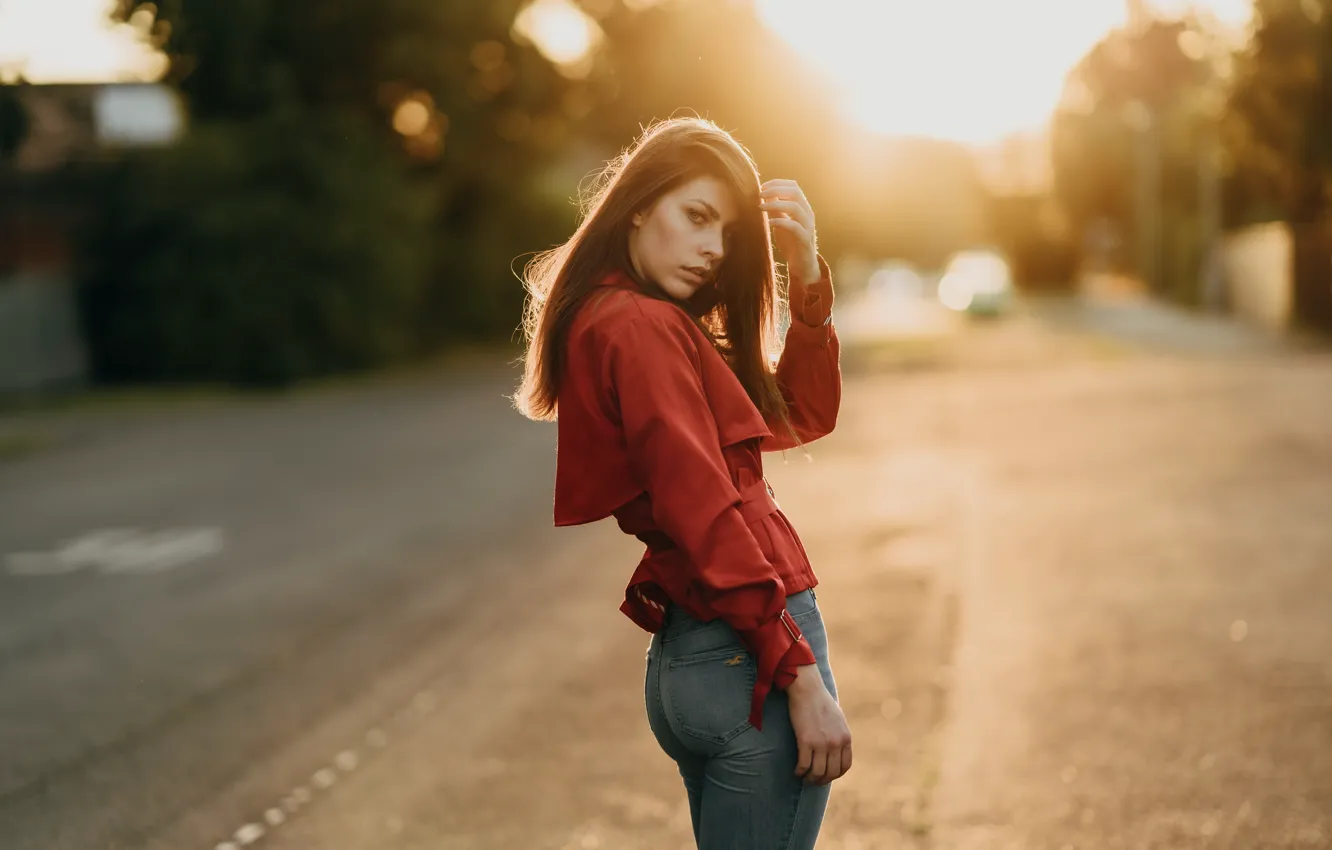 Photo wallpaper girl, street, Beatrice Rogall