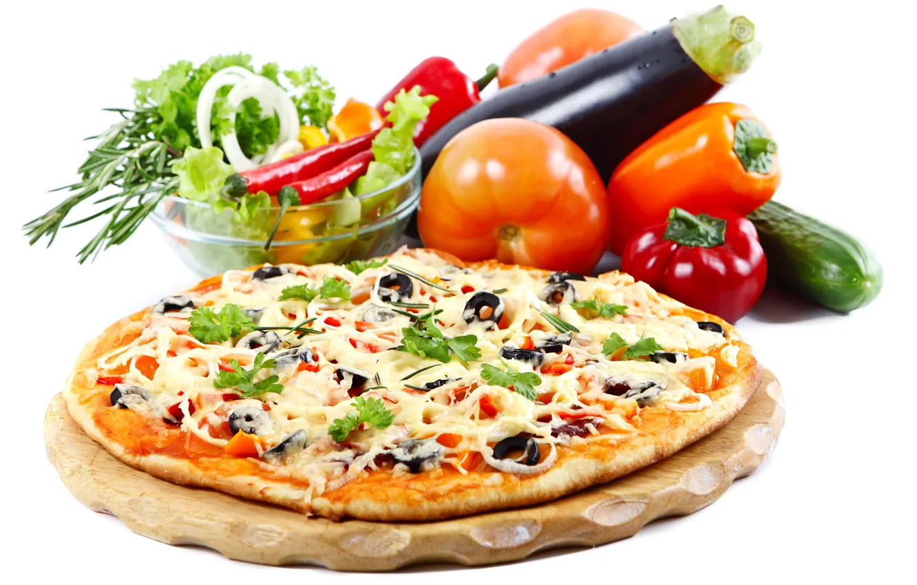 Photo wallpaper cheese, pizza, tomatoes