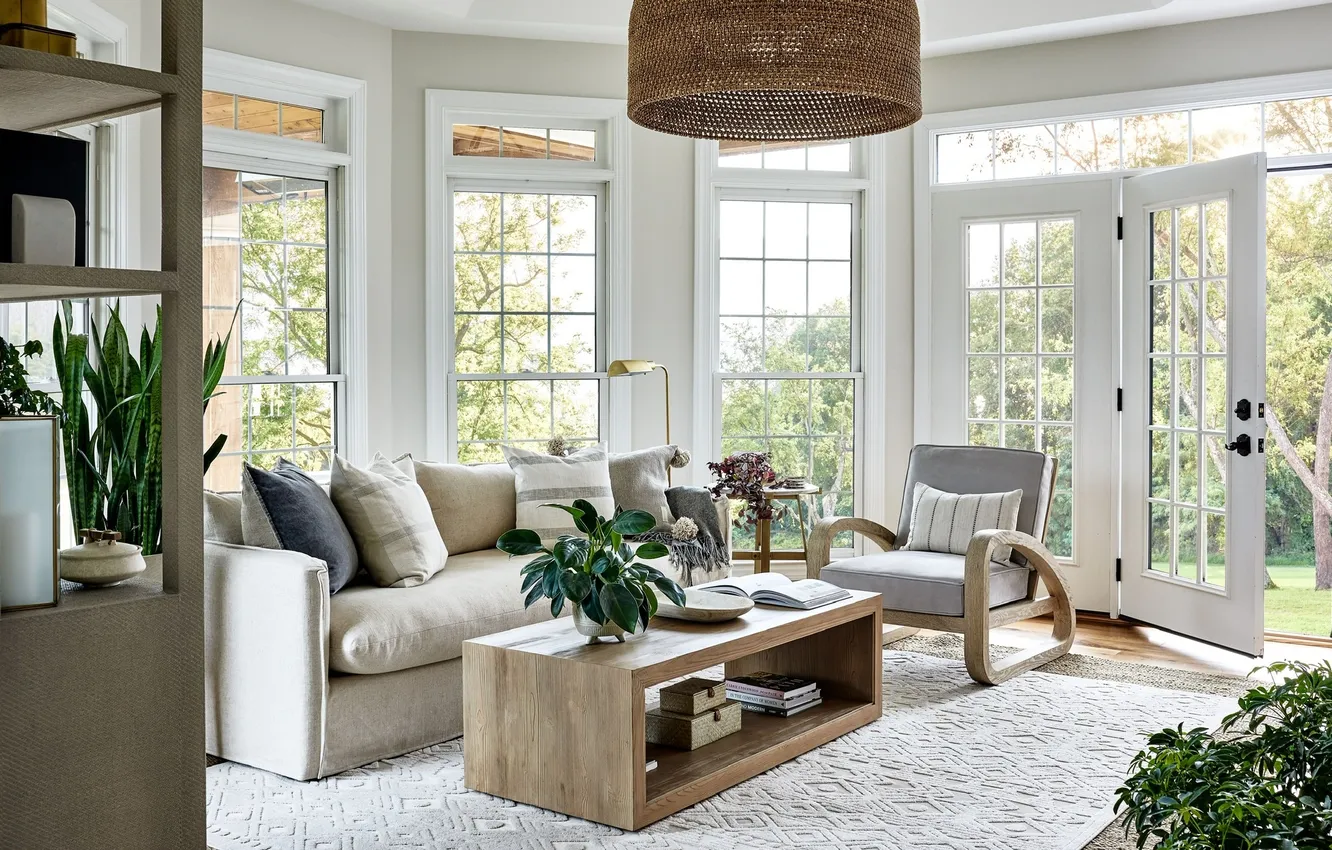 Photo wallpaper design, style, plant, interior, veranda, living room, upholstered furniture