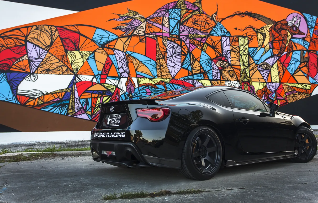Photo wallpaper glare, black, grafiti, Toyota, black, Sunny, Toyota, GT 86