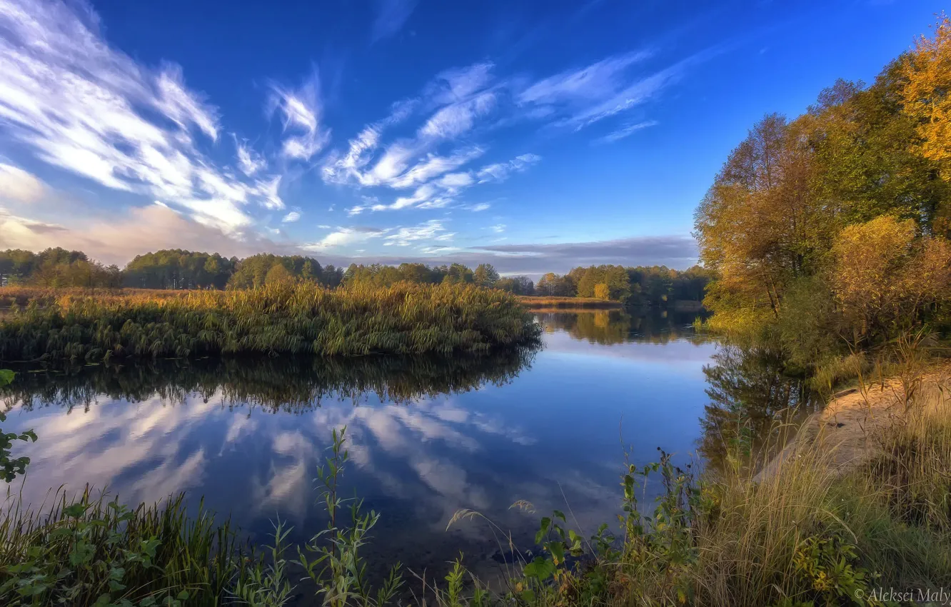 Photo wallpaper autumn, the sky, trees, lake, beauty, Aleksei Malygin