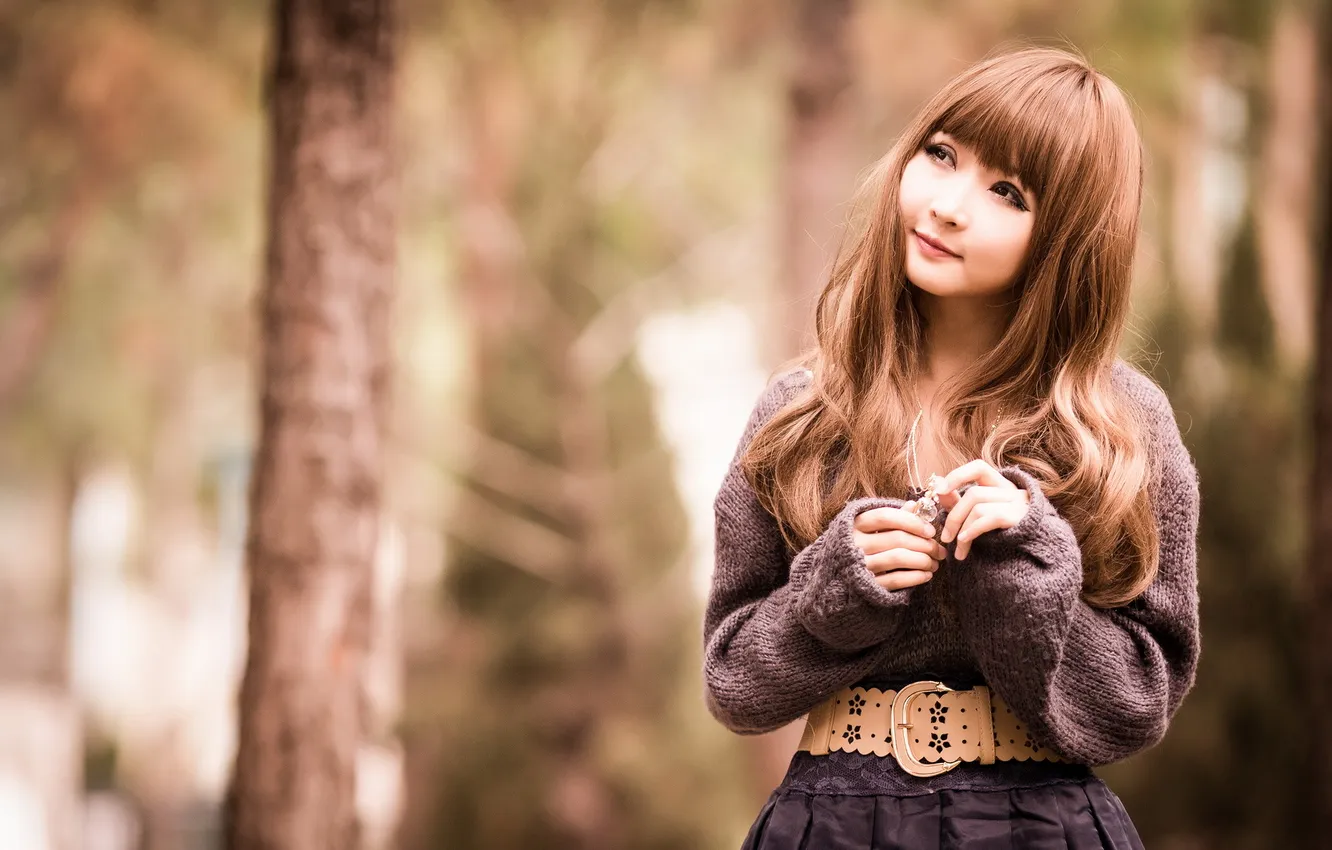 Photo wallpaper girl, background, Asian