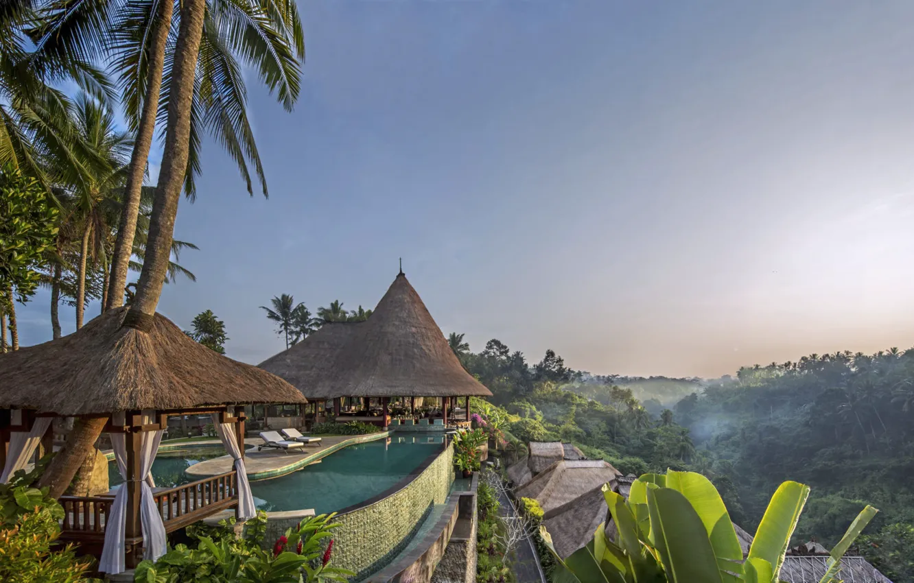 Photo wallpaper palm trees, stay, pool, Bali, the hotel, Bungalow, Viceroy Bali