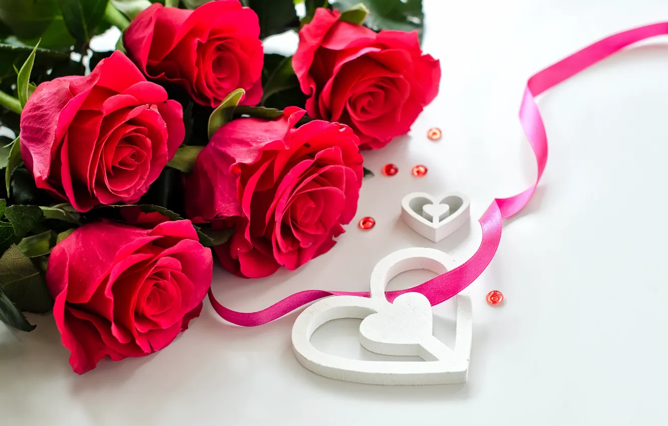 Photo wallpaper love, flowers, roses, petals, valentine's day