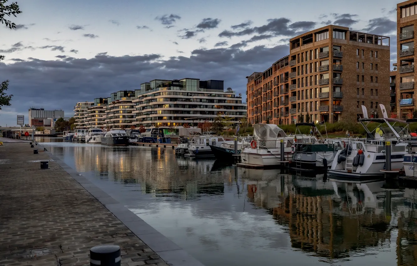 Photo wallpaper home, Belgium, water channel, River court, Hasselt