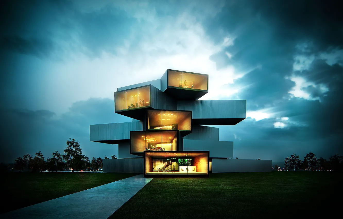 Photo wallpaper design, structure, Modern House