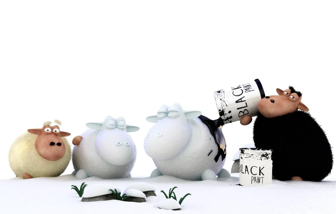 Photo wallpaper white, paint, sheep, RAM