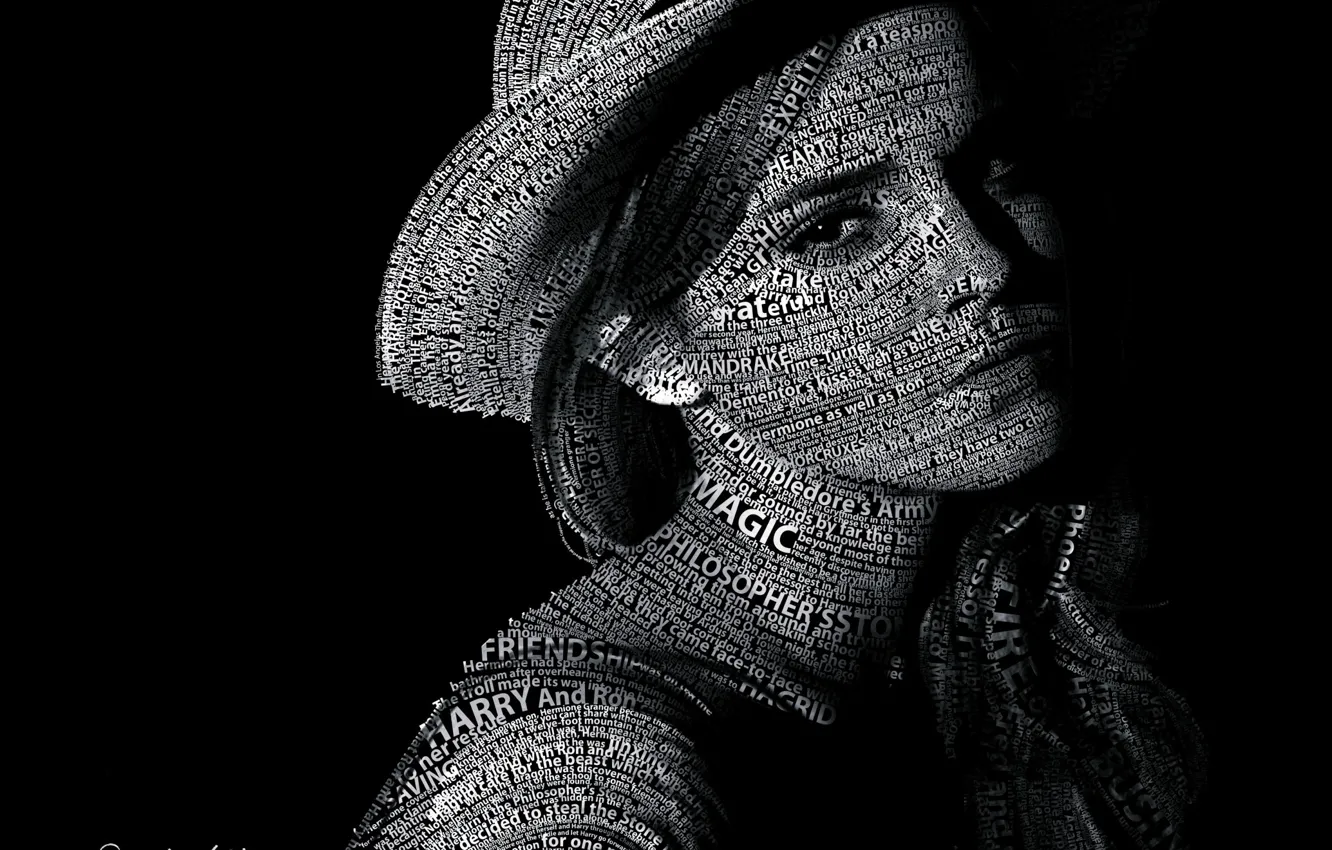 Photo wallpaper text, Emma Watson, Emma Watson, text, Typography, portrait