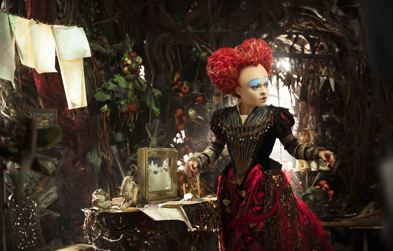 Photo wallpaper cinema, wallpaper, red, fantasy, Disney, Alice in Wonderland, red hair, dress
