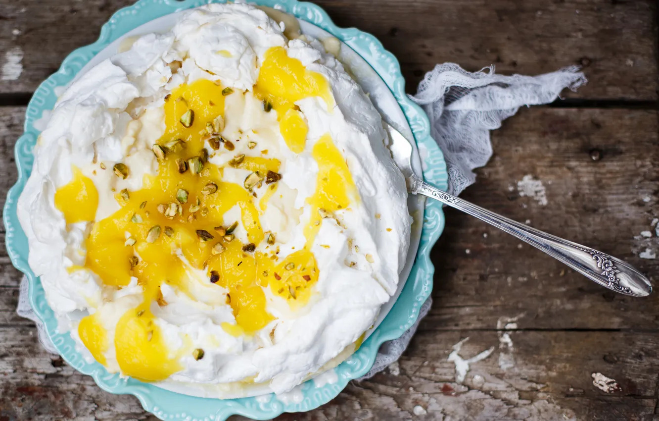 Photo wallpaper cream, pie, sweets, mango, cream, dessert, sweet, pistachios