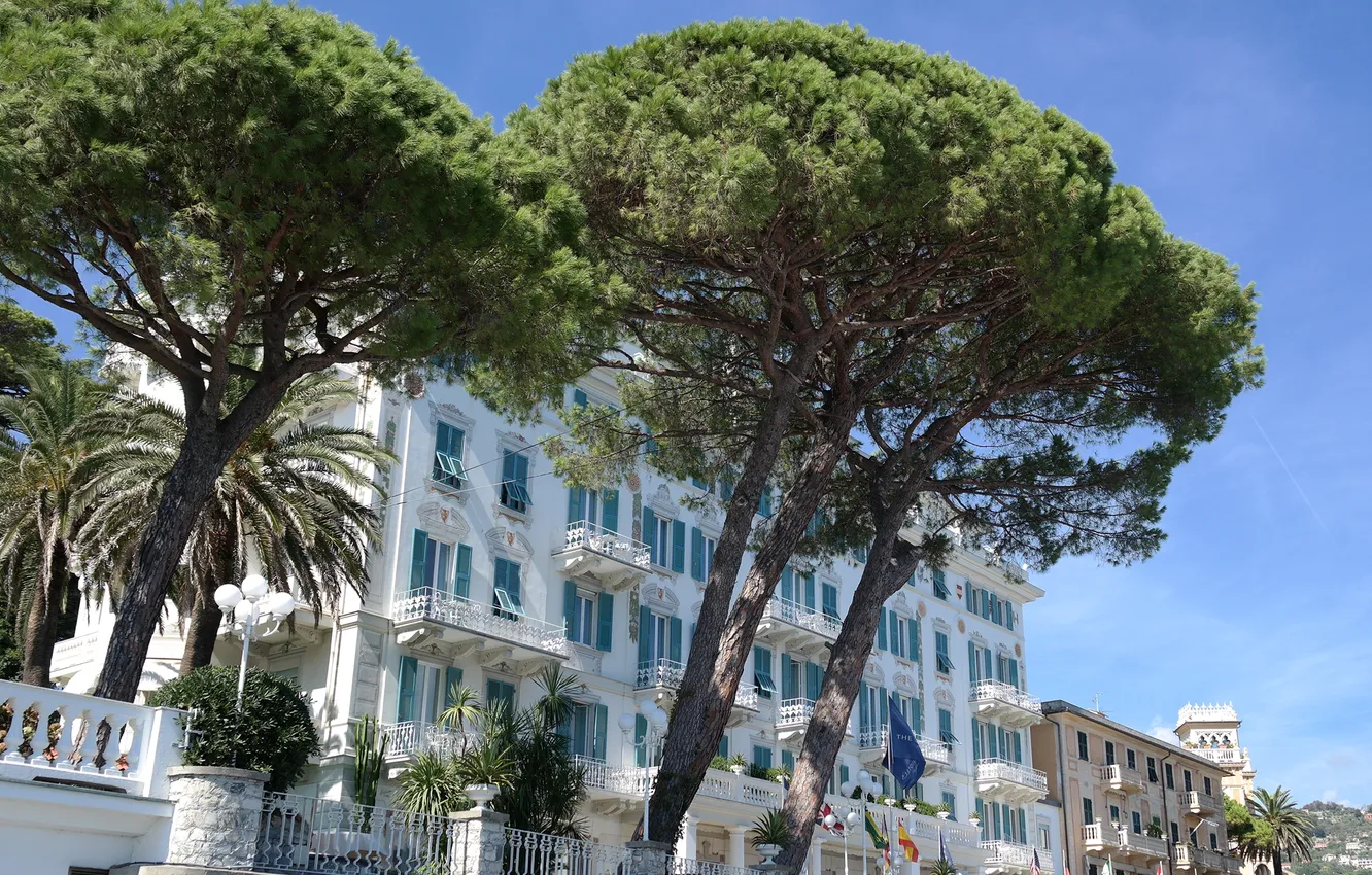 Photo wallpaper trees, home, Italy, the hotel, Santa Margherita Ligure