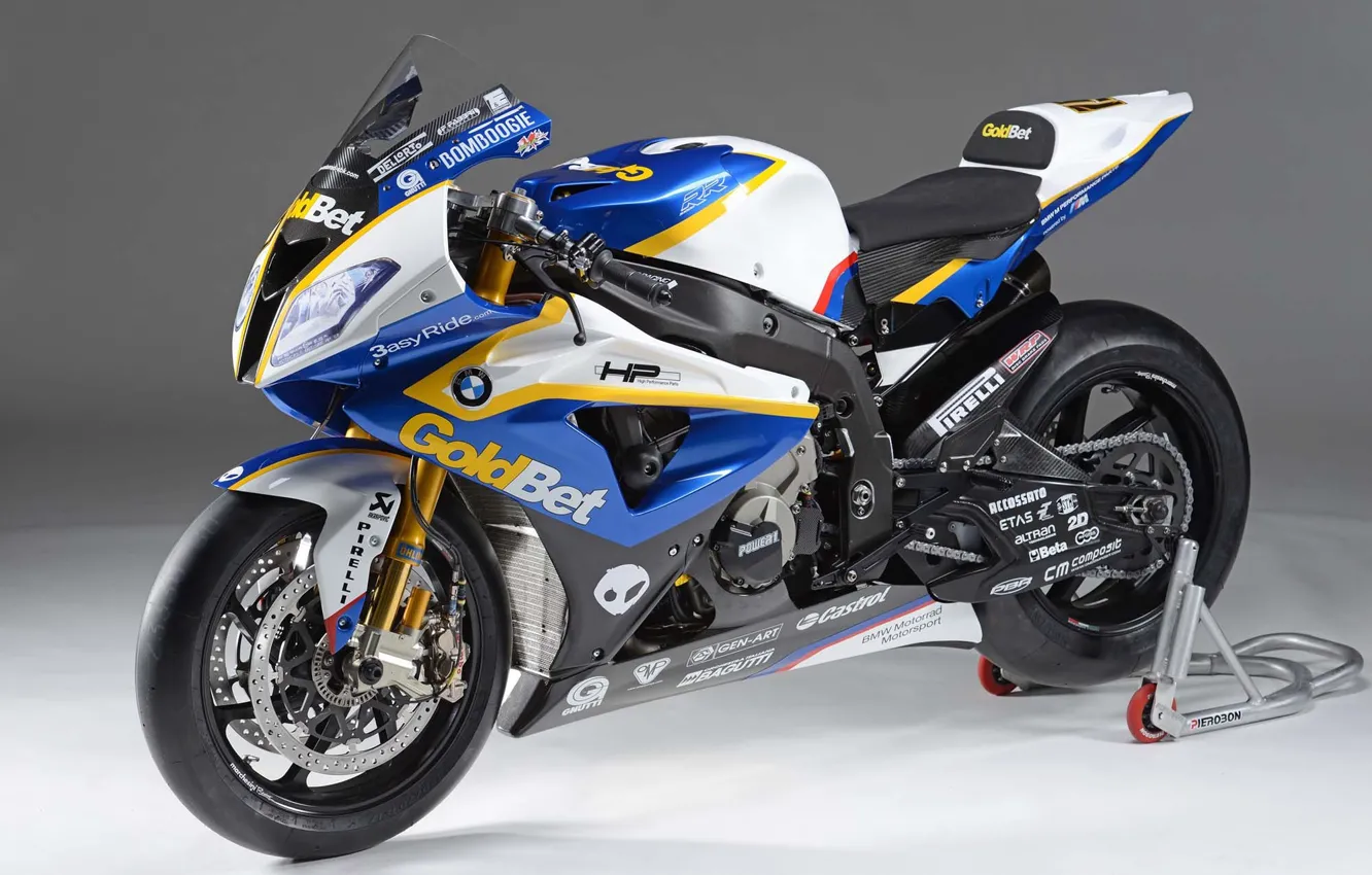Photo wallpaper BMW, SBK S1000RR, Motorrad GoldBet 2013, Side