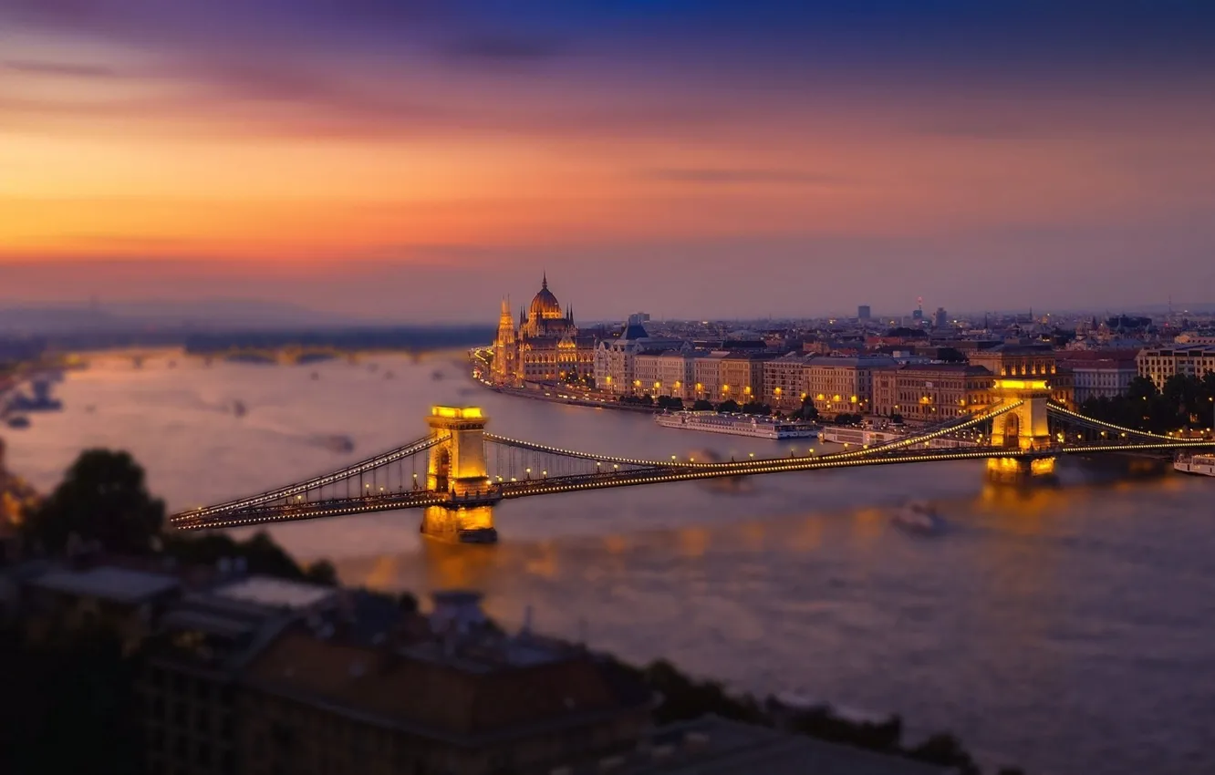 Photo wallpaper bridge, panorama, Budapest