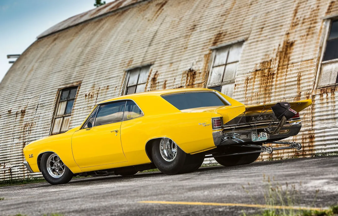 Photo wallpaper Chevrolet, Coupe, Yellow, Super Sport, Chevelle, Vehicle, Modified