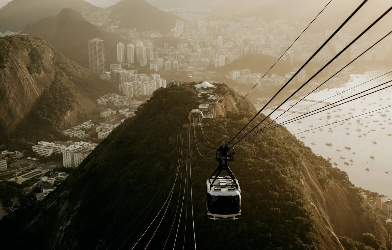 Photo wallpaper the sky, home, cable car, the funicular