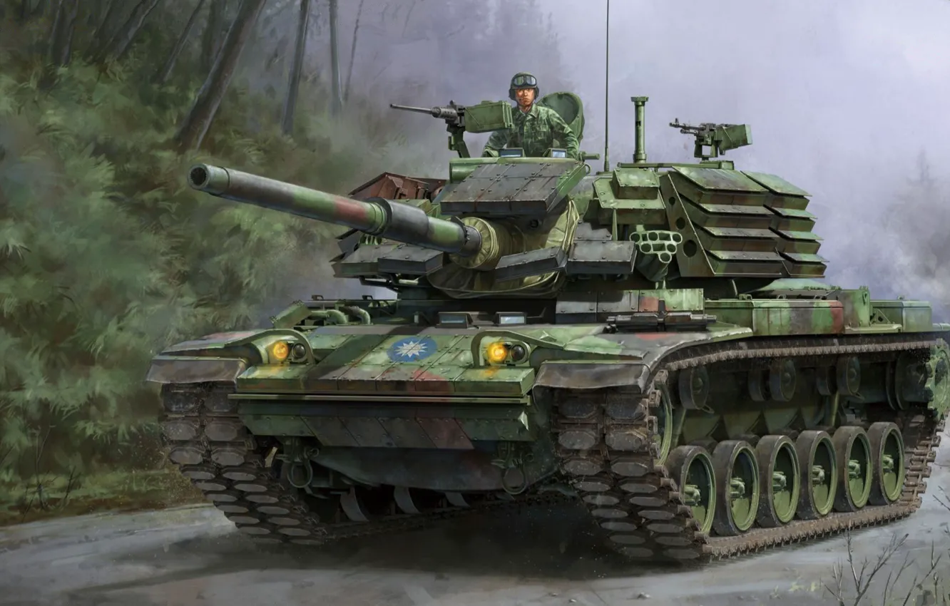 Photo wallpaper medium tank, option for Taiwan, mounted on the body M60, CM-11, with modified M48H turret, …
