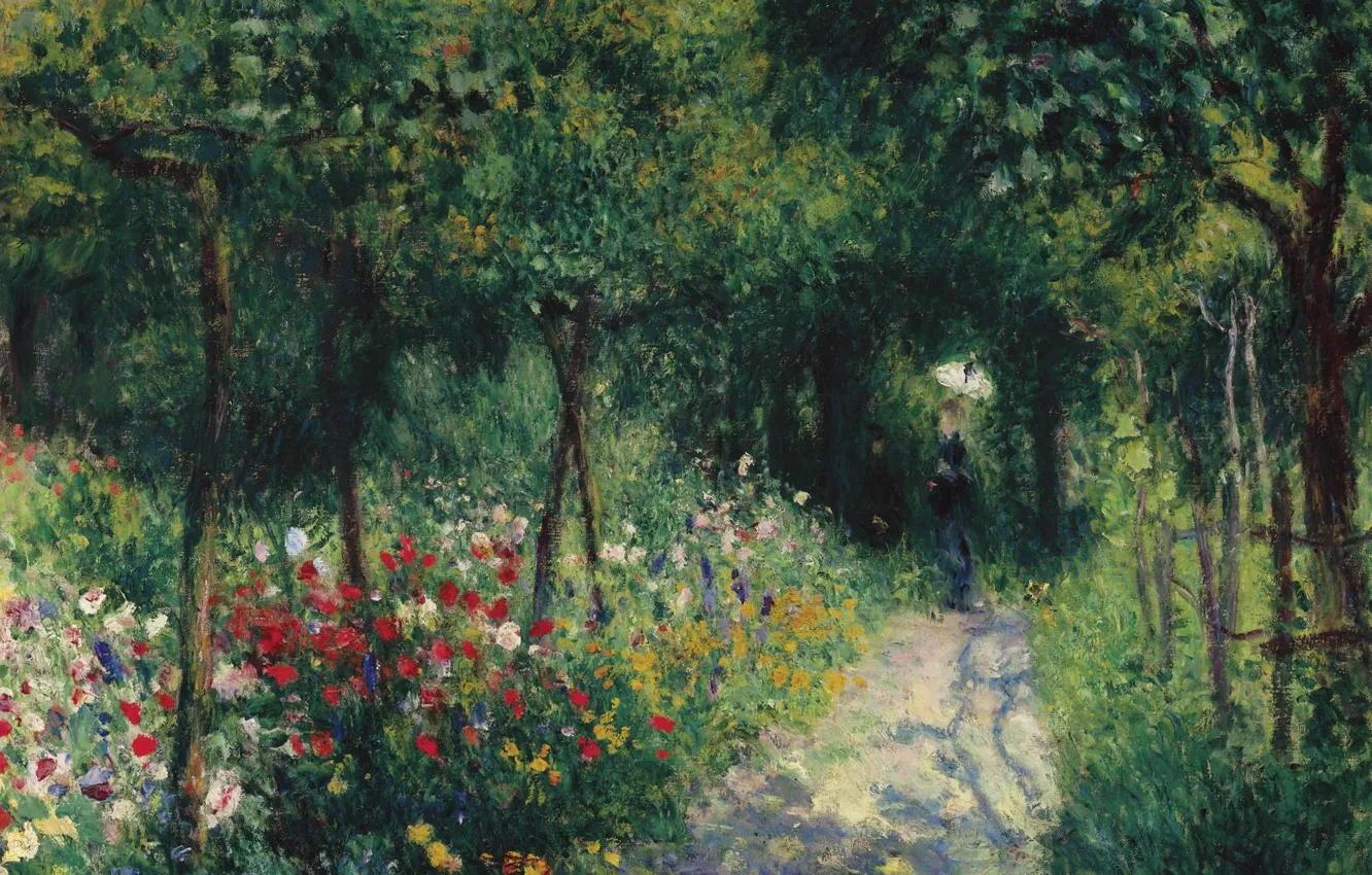 Photo wallpaper landscape, picture, 1873, Pierre Auguste Renoir, Pierre Auguste Renoir, Women in the Garden