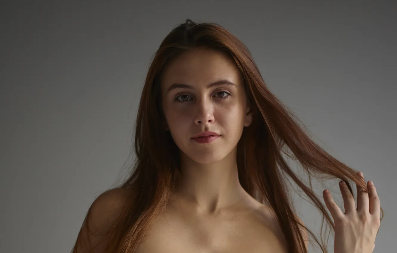 Photo wallpaper brown hair, brown eyes, model, pretty, face, hair, brunette, portrait