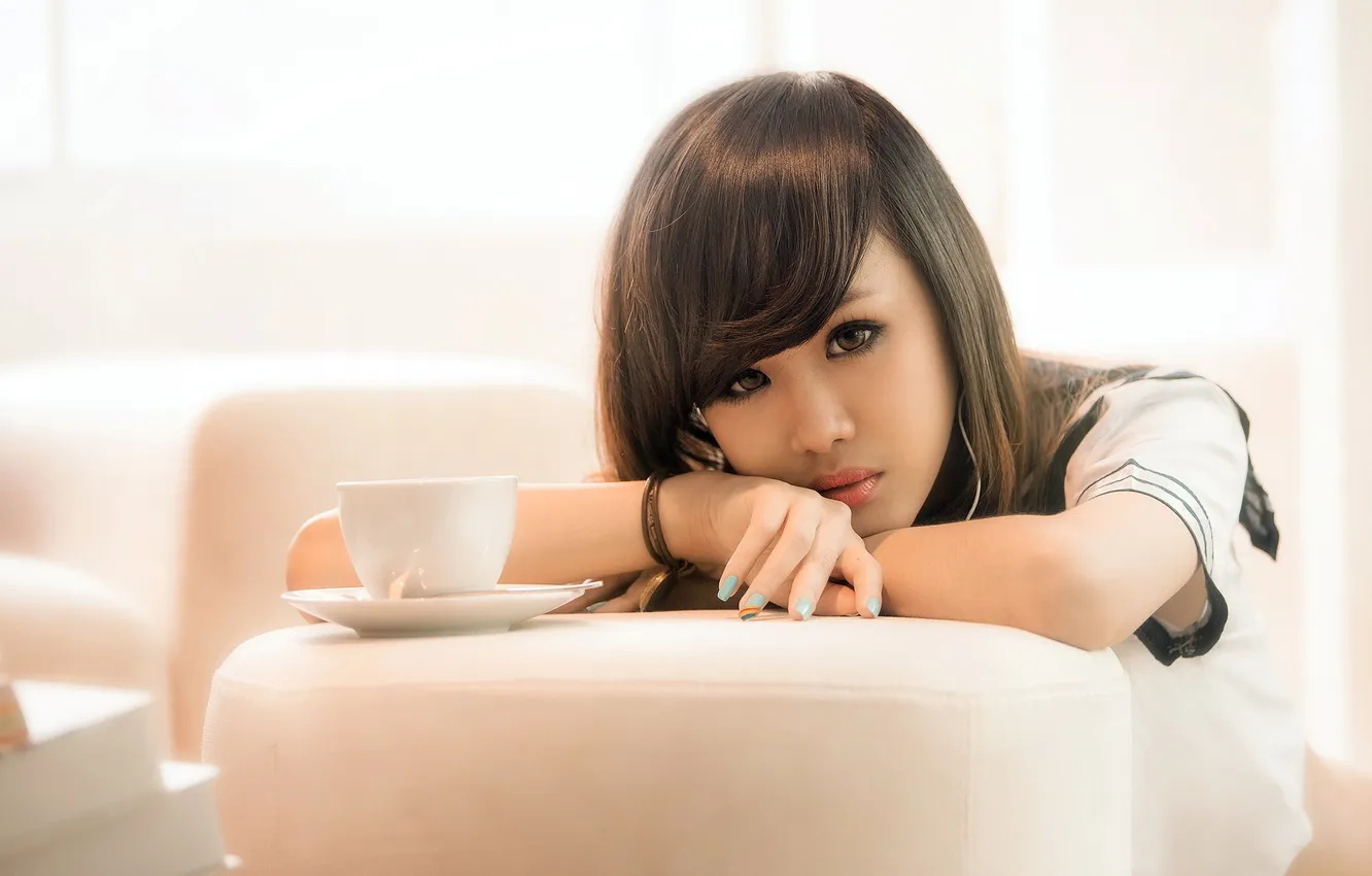 Photo wallpaper girl, background, Asian