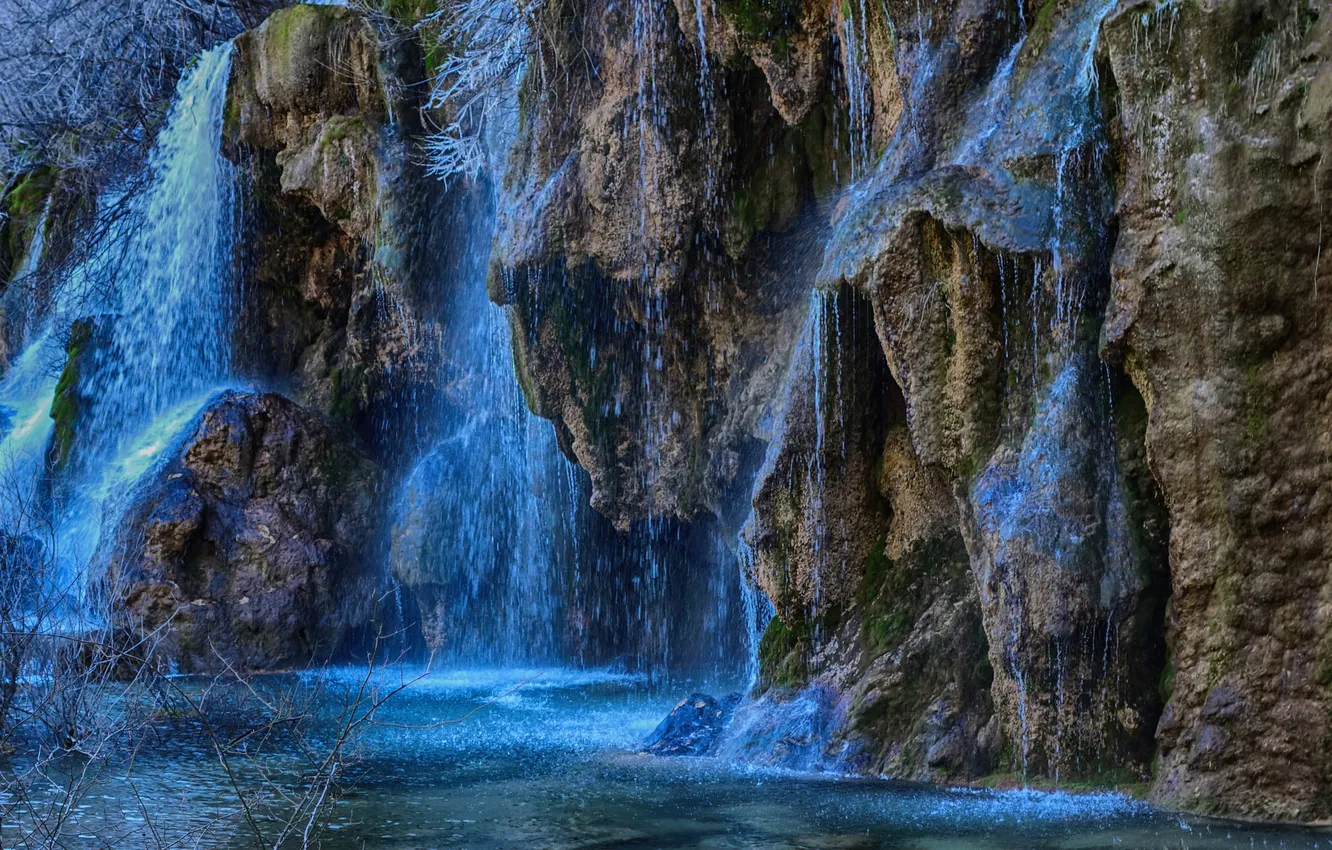Photo wallpaper squirt, rocks, waterfall, stream