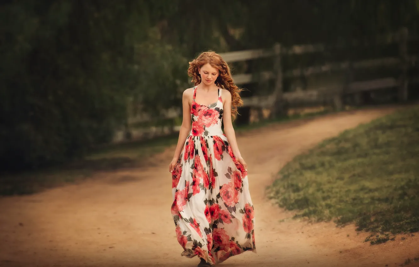 Photo wallpaper road, style, girl