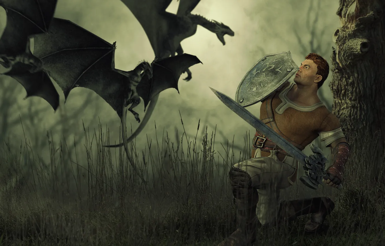 Photo wallpaper Wallpaper, dragon, fantasy