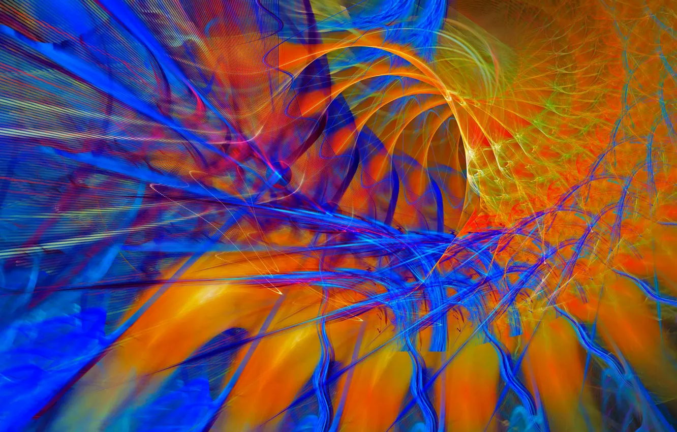 Photo wallpaper rays, line, paint, spiral, fractal, the volume