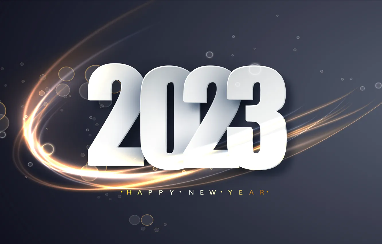 Photo wallpaper new year, figures, grey background, date, 2023, New Year 2023