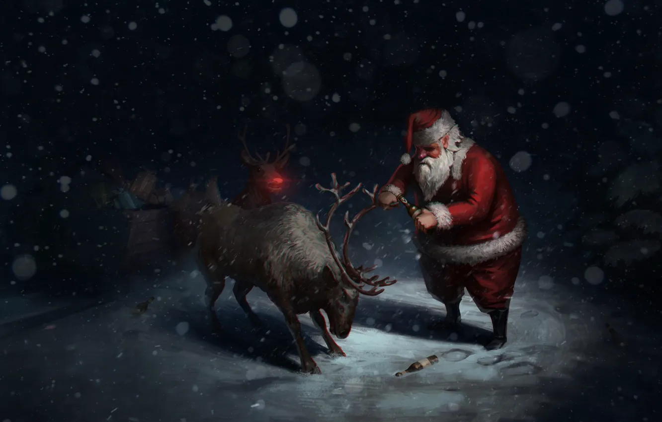 Photo wallpaper winter, snow, snowflakes, night, background, mood, holiday, gift