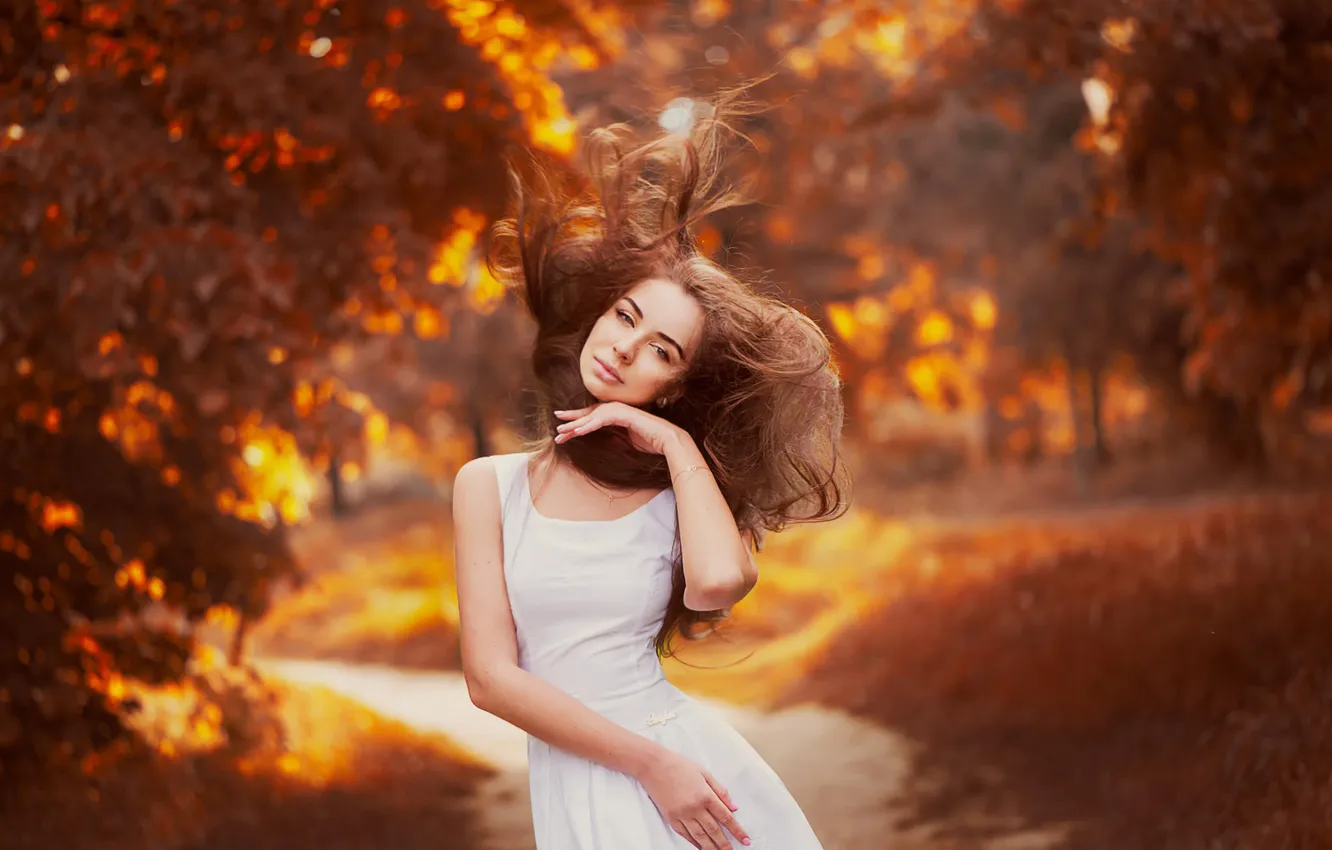 Photo wallpaper autumn, portrait, redhead