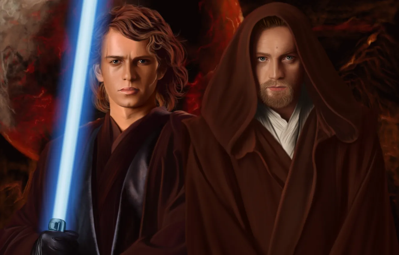 Photo wallpaper Star Wars, star wars, Ewan McGregor, Obi-Wan Kenobi, Anakin Skywalker, revenge of the Sith, Hayden …