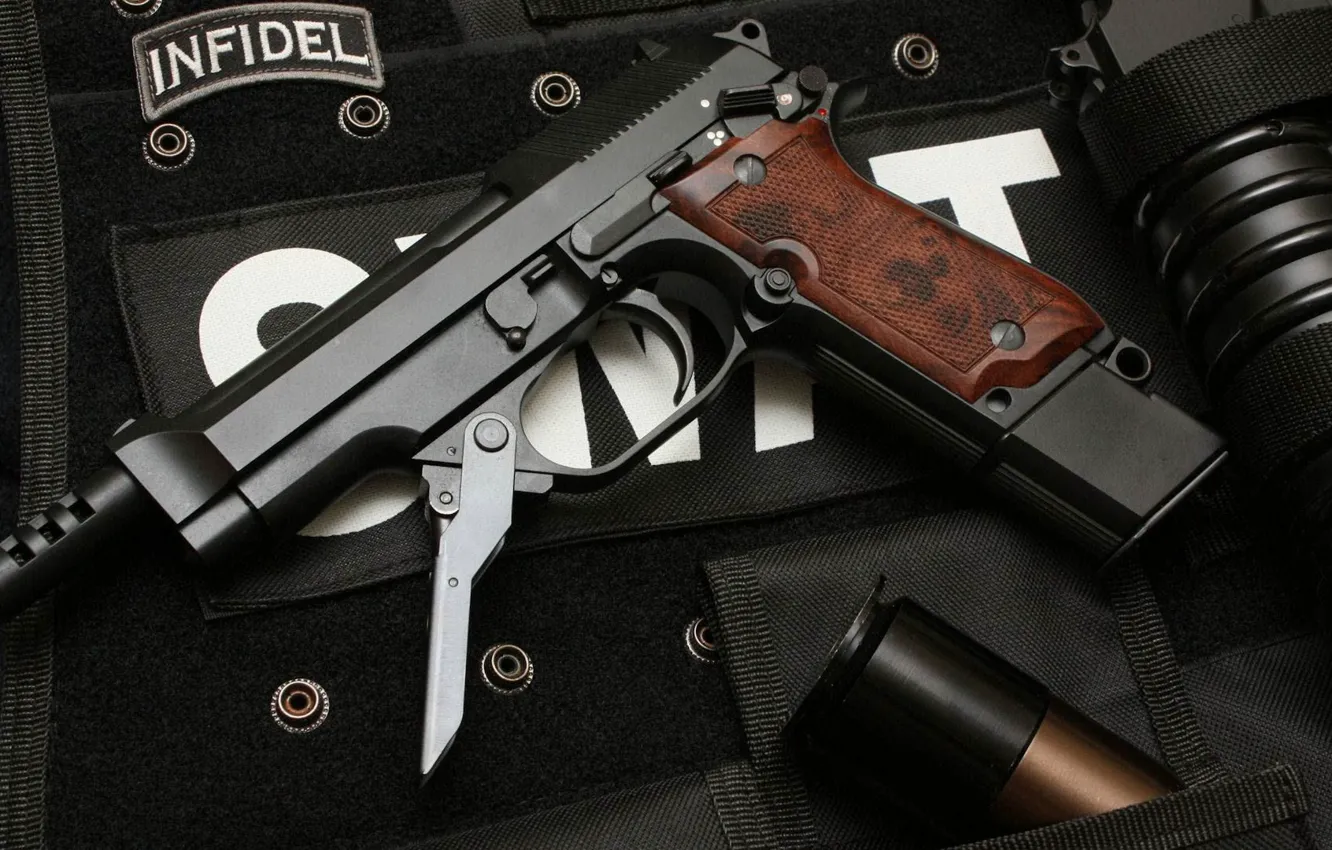 Photo wallpaper SWAT, Beretta, Raffica, gun queue, 93R, Italian automatic pistol, infidel