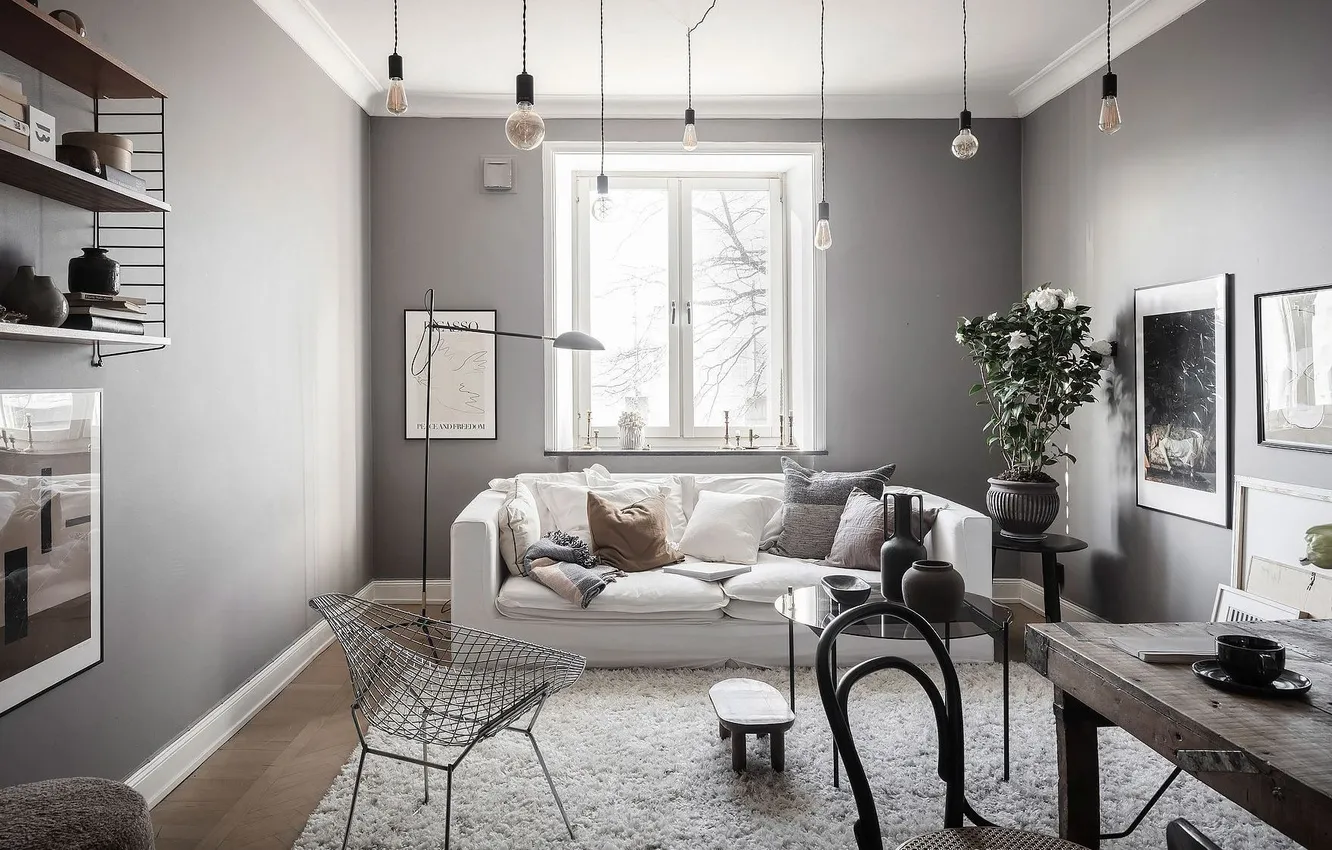 Photo wallpaper design, interior, picture, the scenery, sofa, dining room, scandinavian living room, by Coco lapines