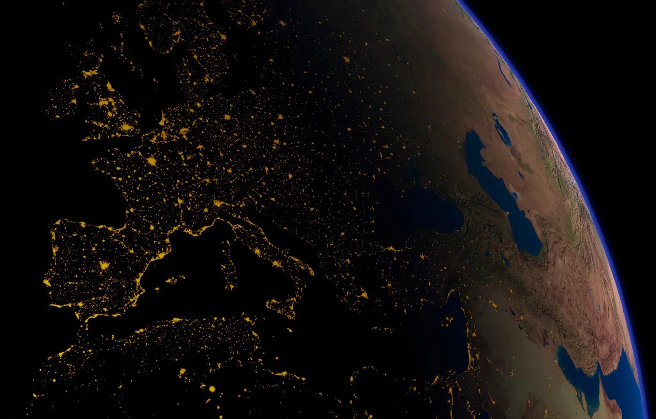 Photo wallpaper planet, orbit, Europe, Electricity