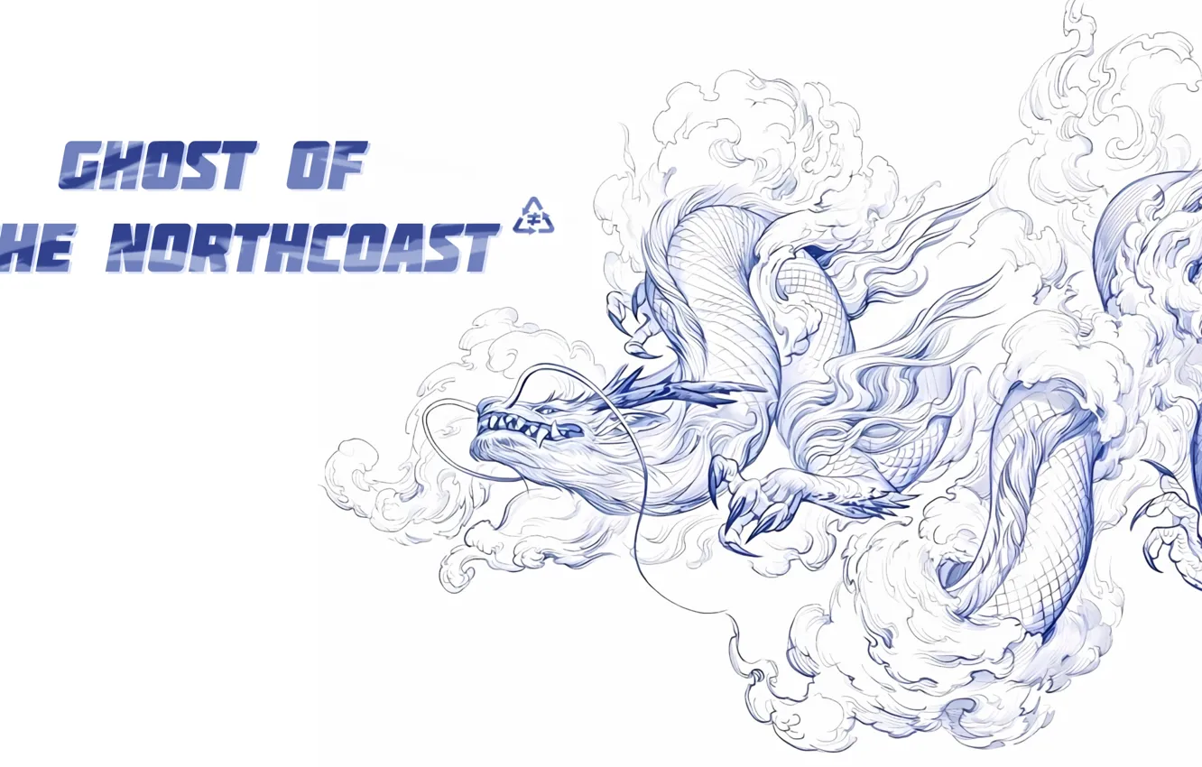 Photo wallpaper white, Ghost, coast, blue, art, dragon, North, Northcoast