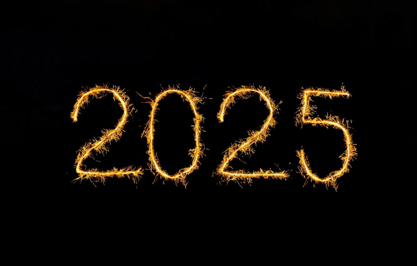 Photo wallpaper holiday, New Year, figures, black background, Happy New Year, Fireworks, Bright, Gorgeous