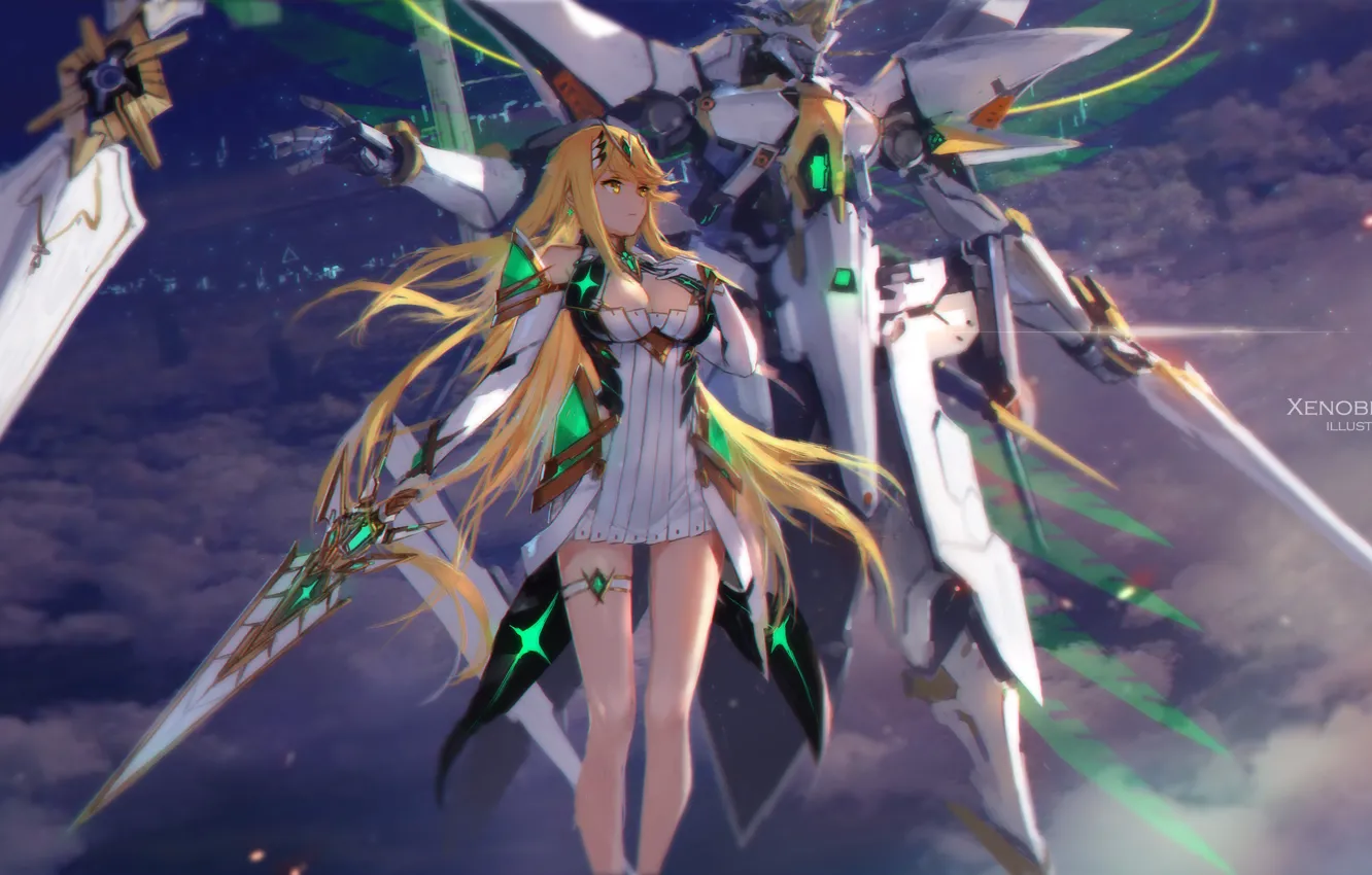 Photo wallpaper girl, mecha, blonde, oppai, Xenoblade, japonese, Xenoblade II