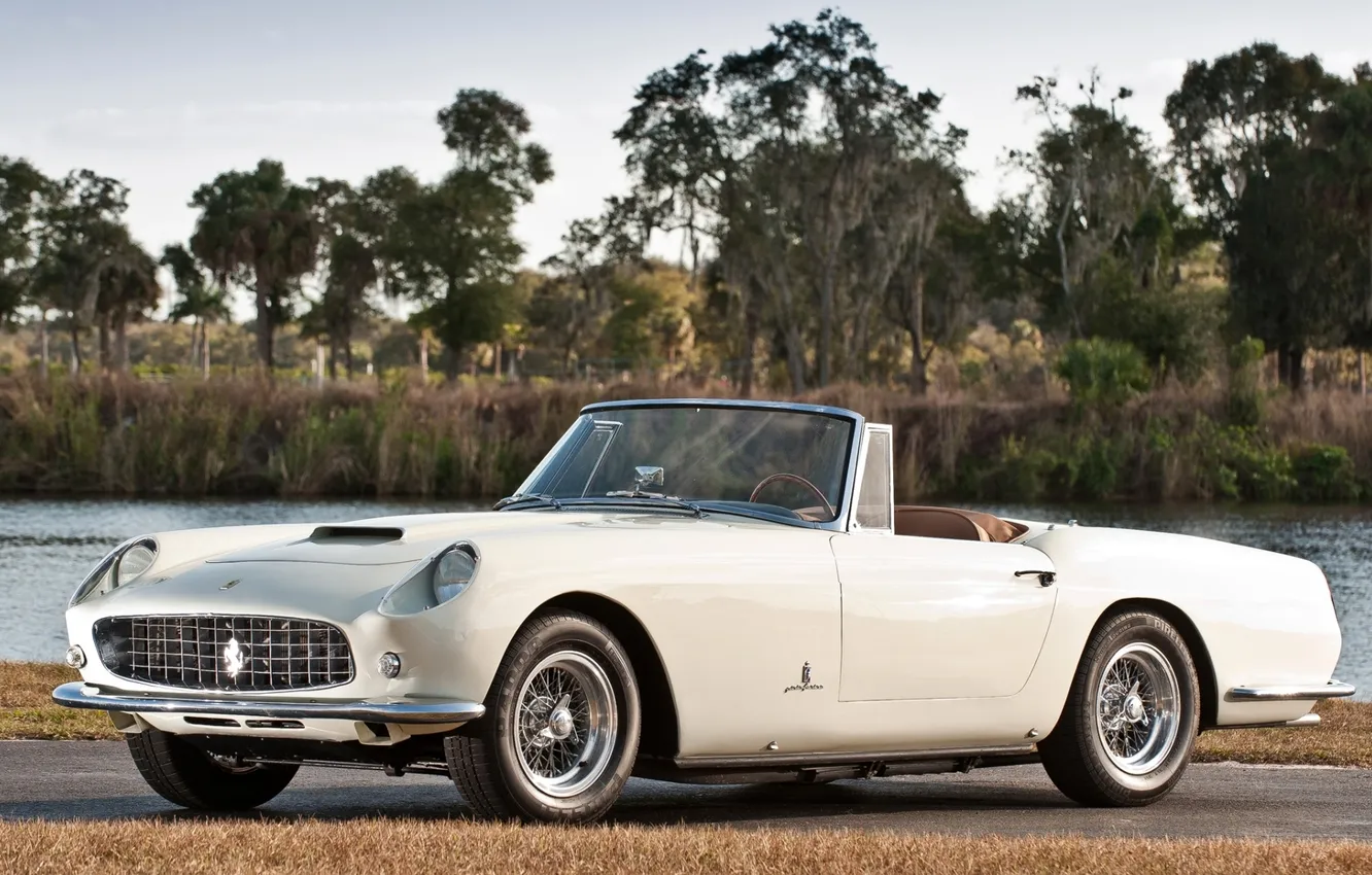 Photo wallpaper white, Ferrari, convertible, Ferrari, classic, the front, 1957, Cabriolet