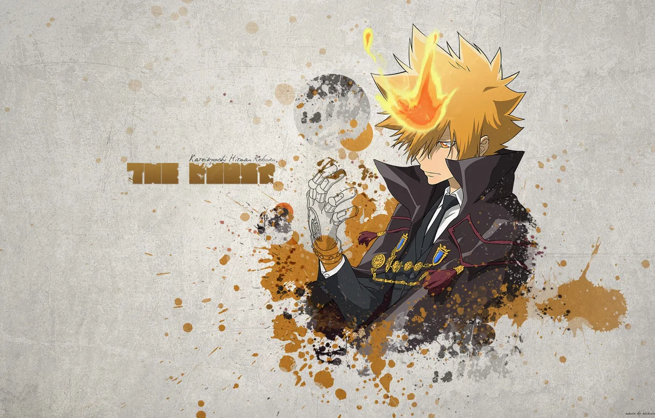 Photo wallpaper flame, art, gloves, fire, art, Boss, boss, tutor Hitman reborn!