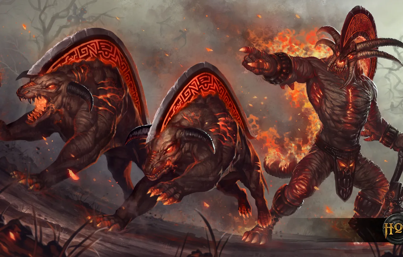 Photo wallpaper the demon, hon, Heroes of Newerth, War Beast, Skullcrusher, S2Games, hell hounds