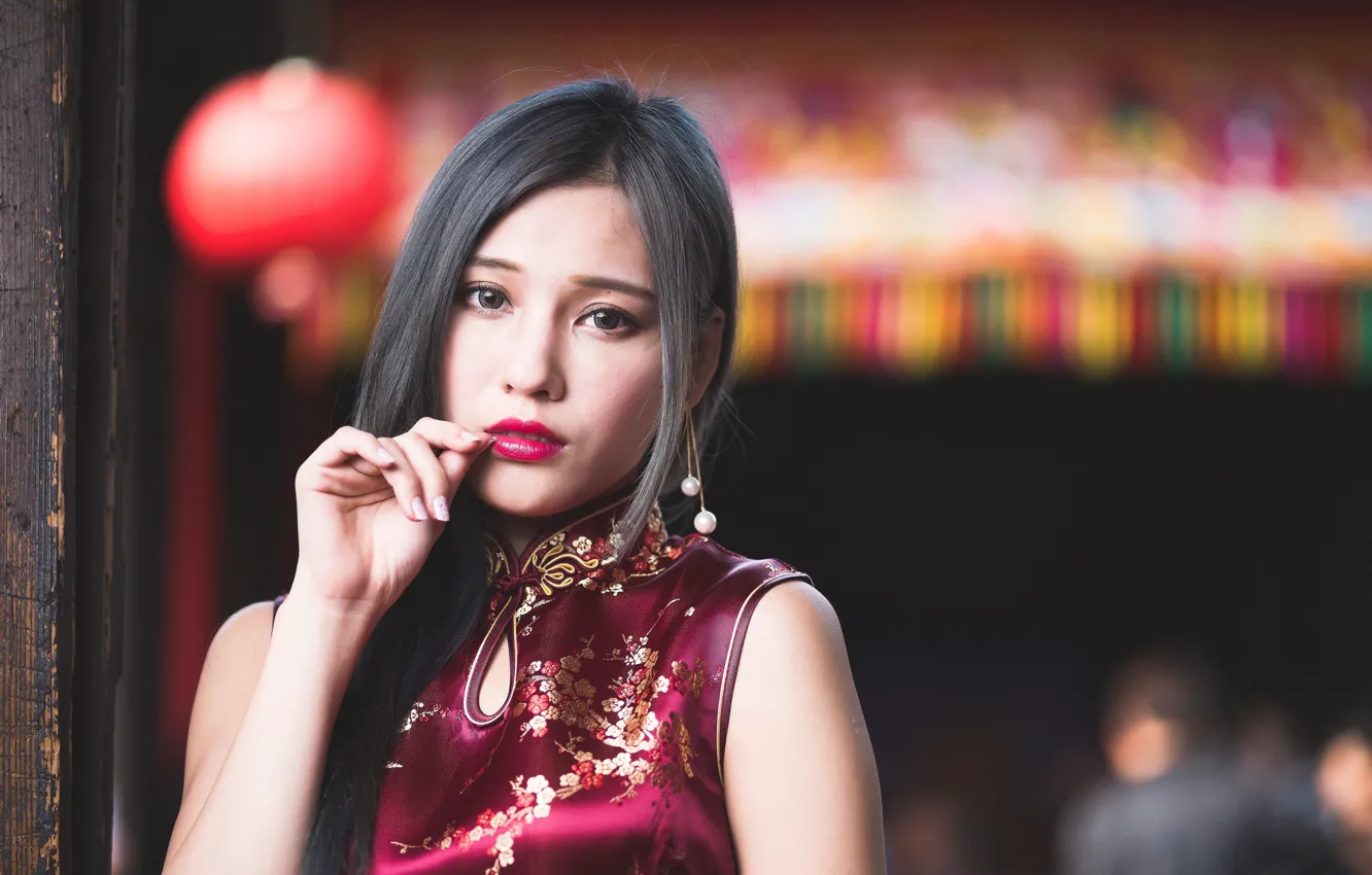 Photo wallpaper look, girl, style, mood, Asian