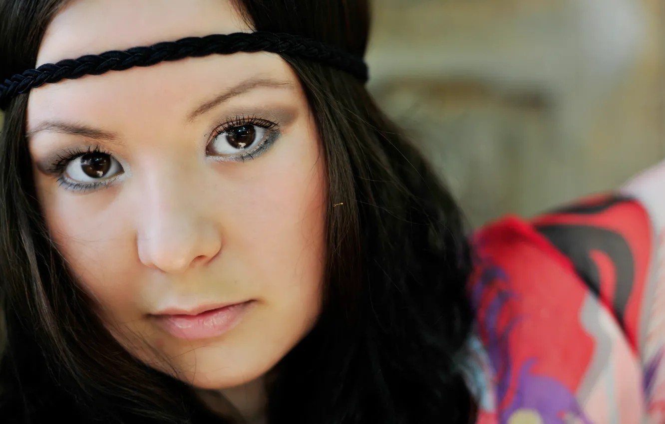 Photo wallpaper girl, hippie, portrait of a girl, Oriental girl, the girl with black hair