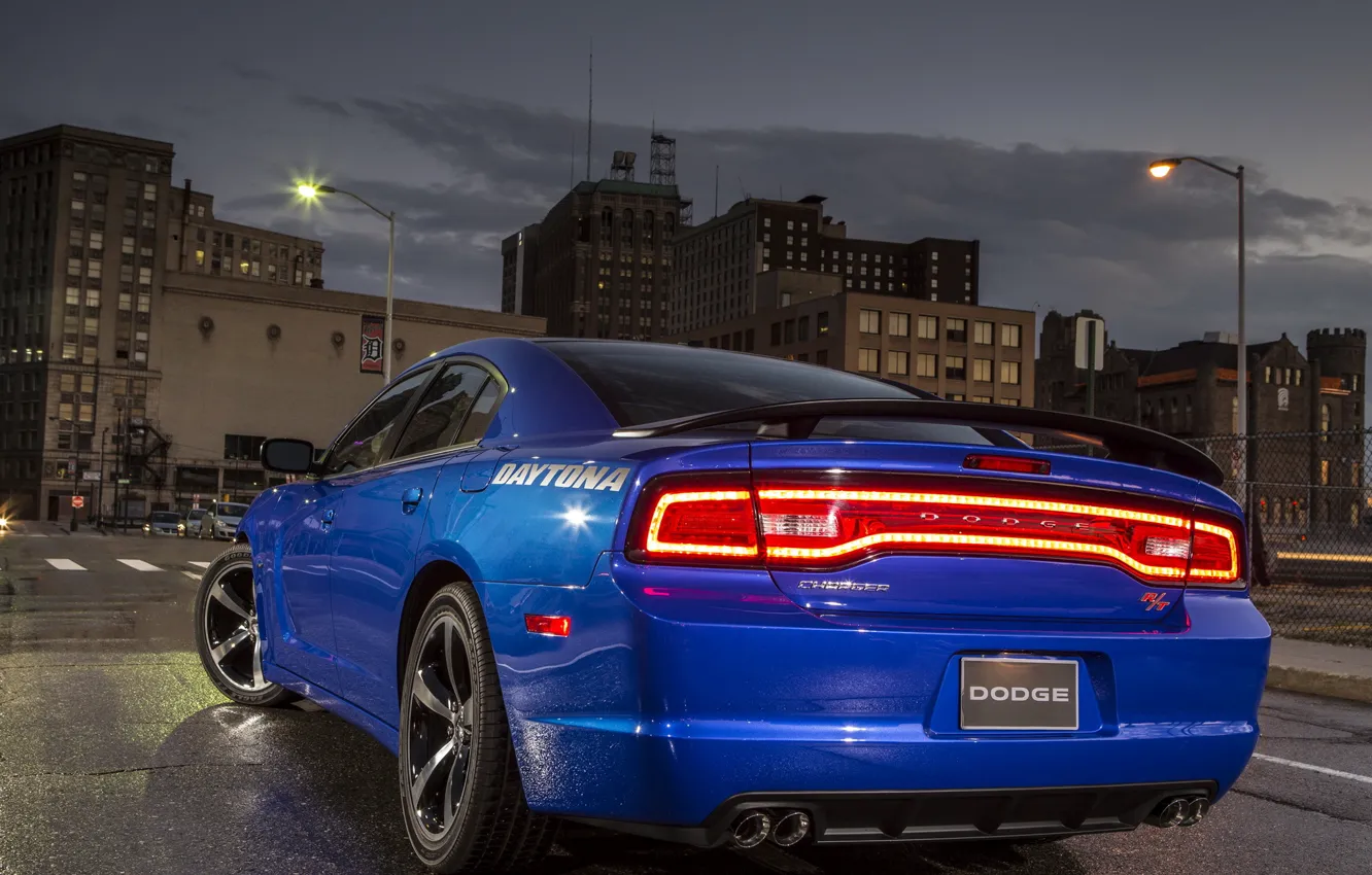 Photo wallpaper light, lights, stop, Dodge, Charger, back, R/T, Daytona