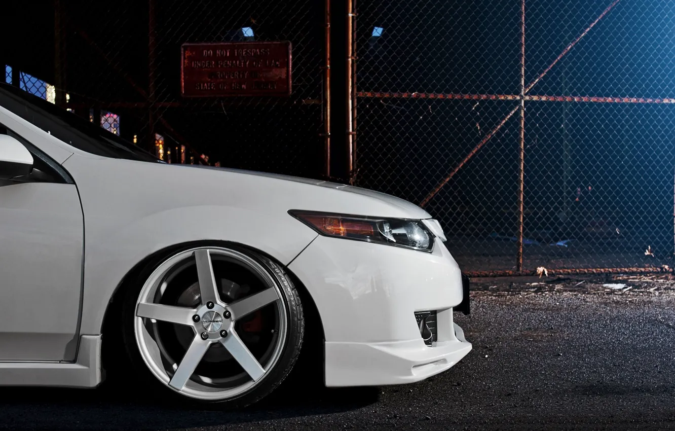 Photo wallpaper white, night, the city, tuning, Honda, Accord, Honda, chord