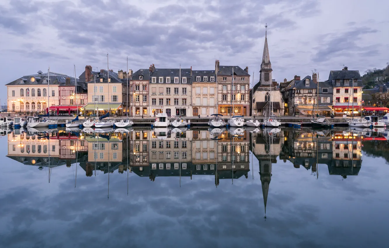 Photo wallpaper reflection, France, building, home, yacht, port, boat, France